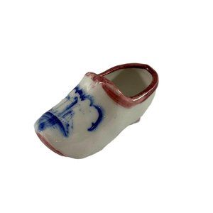 Miniature Porcelain Dutch Shoe Blue White Red